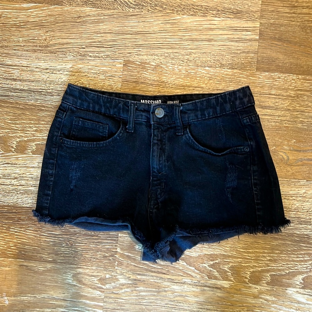 Mossimo supply company high-rise black washed denim cut off shorts junior’s 9